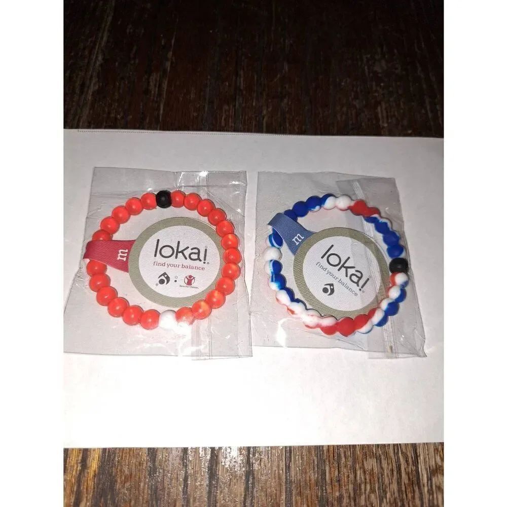 New 2 6.5" Lokai Silicone Bead Bracelet Mt Everest Dead Sea Blue Red Pink Purple